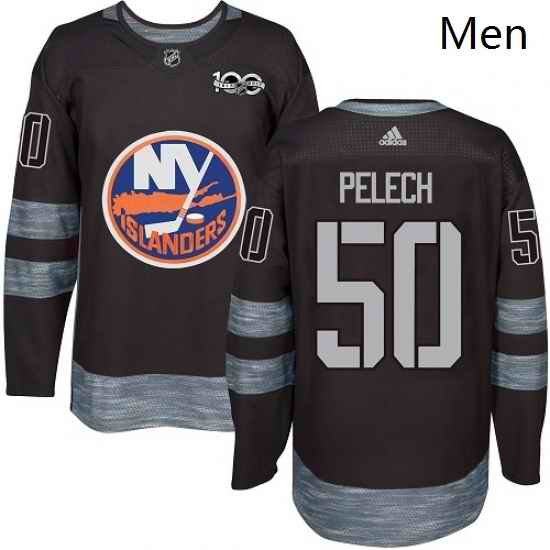 Mens Adidas New York Islanders 50 Adam Pelech Premier Black 1917 2017 100th Anniversary NHL Jersey